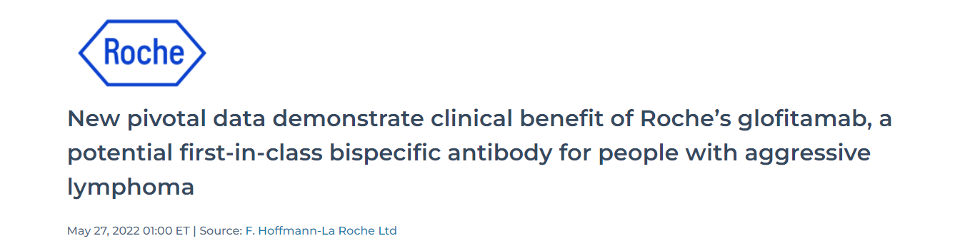New pivotal data demonstrate clinical benefit of Roche’s glofitamab, a potential first-in-class bispecific antibody for people with aggressive lymphoma