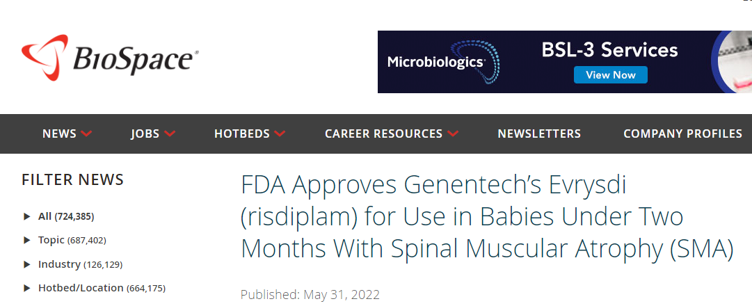 FDA Approves Genentech’s Evrysdi (risdiplam) for Use in Babies Under Two Months With Spinal Muscular Atrophy (SMA)